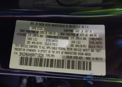 2024 Mazda Cx-30 2.5 S из США, поврежденный, VIN 3MVDMBAM8RM713028